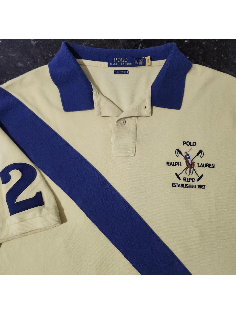 Polo Ralph Lauren Classic Fit Crest Big Flesh Pony Logo Sash Stripe RLPC Rugby